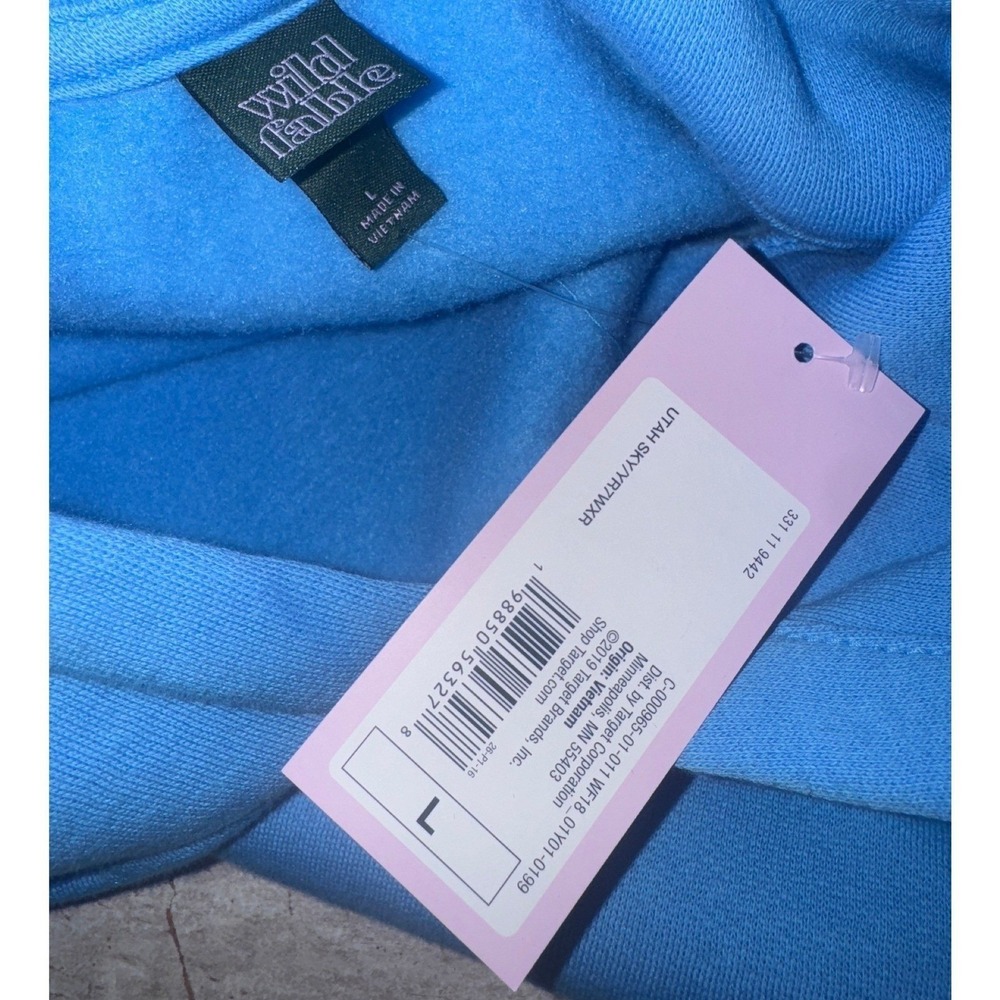 Wild Fable Hoodie Large Coastal Surf Boho Graphic Pullover NWT Sunset Top Blue - Picture 6 of 9